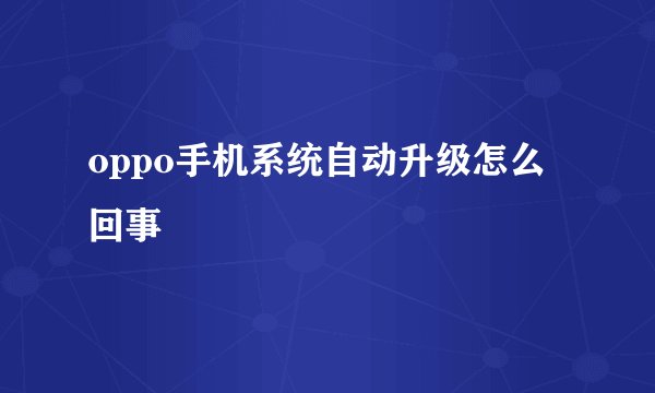 oppo手机系统自动升级怎么回事