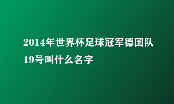 2014年世界杯足球冠军德国队19号叫什么名字
