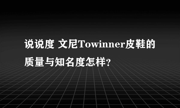 说说度 文尼Towinner皮鞋的质量与知名度怎样？