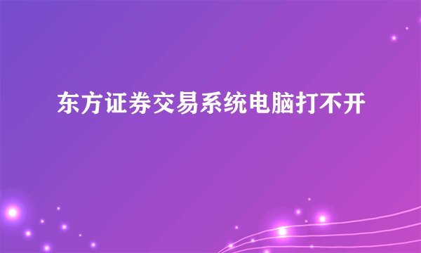 东方证券交易系统电脑打不开