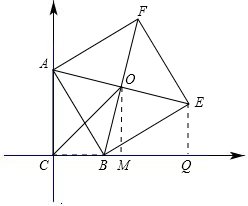 如图所示,三角形ABC中,角ABC=90°,AB=3,BC=5,以AC为一边向三角形ABC外作正方形ACDE，中心为O，