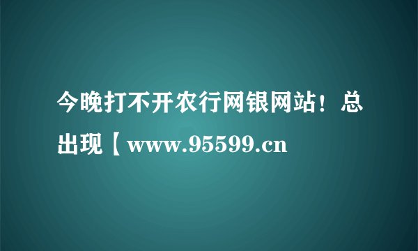 今晚打不开农行网银网站！总出现【www.95599.cn