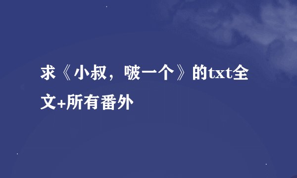 求《小叔，啵一个》的txt全文+所有番外