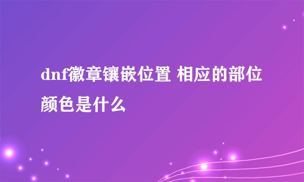 dnf徽章镶嵌位置 相应的部位颜色是什么