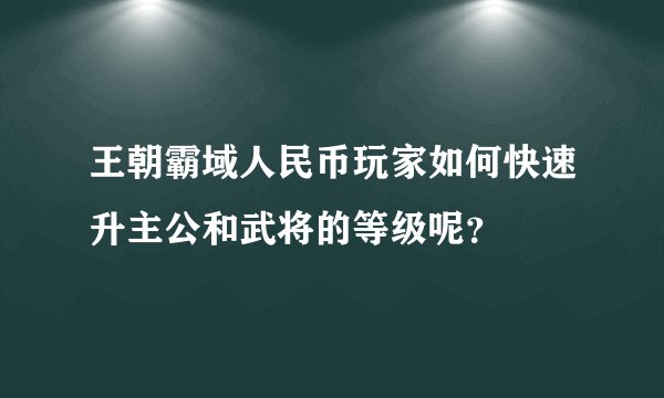 王朝霸域人民币玩家如何快速升主公和武将的等级呢？