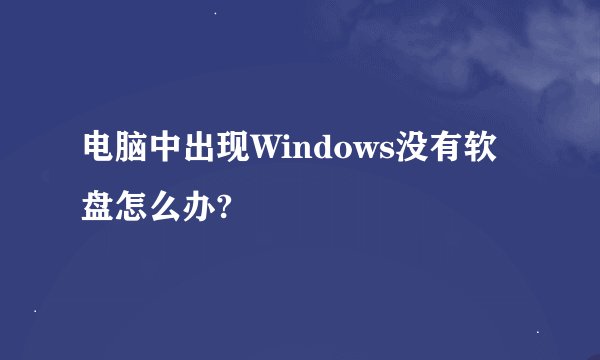 电脑中出现Windows没有软盘怎么办?