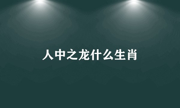 人中之龙什么生肖