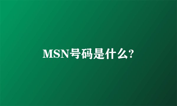 MSN号码是什么?