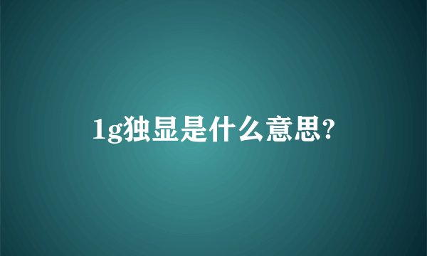 1g独显是什么意思?