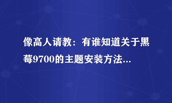 像高人请教：有谁知道关于黑莓9700的主题安装方法！急！！！！！！！