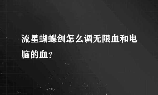 流星蝴蝶剑怎么调无限血和电脑的血？