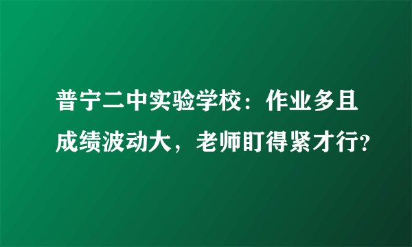 普宁二中实验学校：作业多且成绩波动大，老师盯得紧才行？