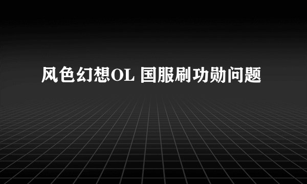 风色幻想OL 国服刷功勋问题