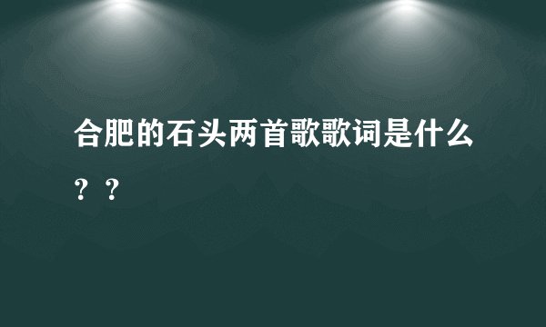 合肥的石头两首歌歌词是什么？？