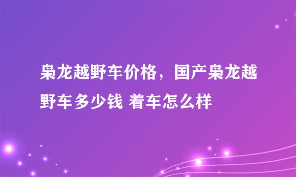 枭龙越野车价格，国产枭龙越野车多少钱 着车怎么样