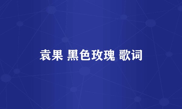 袁果 黑色玫瑰 歌词