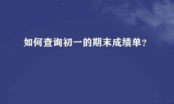 如何查询初一的期末成绩单？