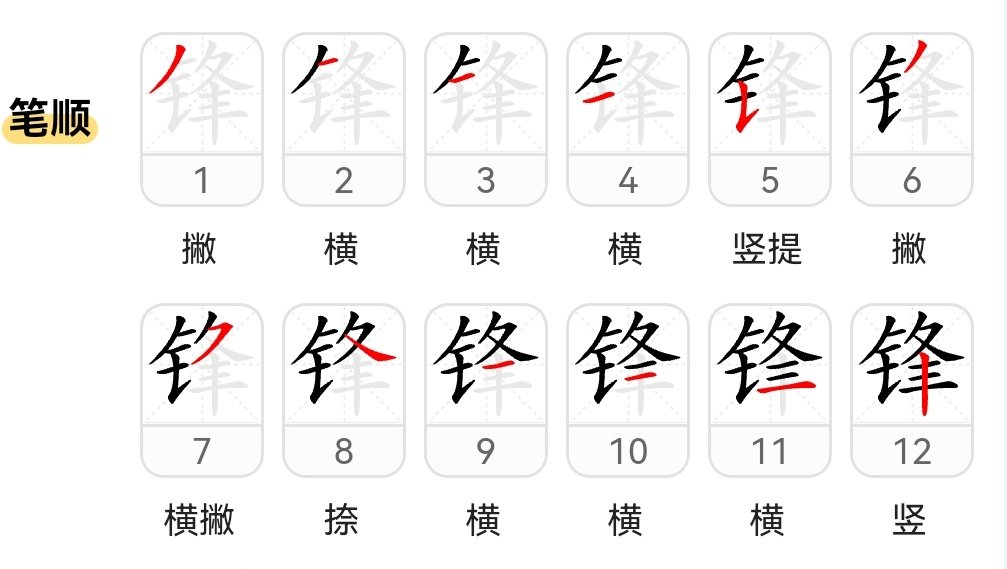 锋的笔顺和拼音