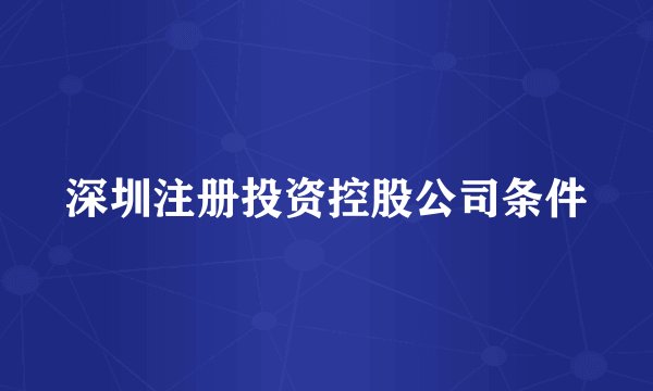 深圳注册投资控股公司条件
