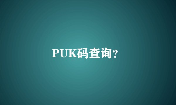 PUK码查询？