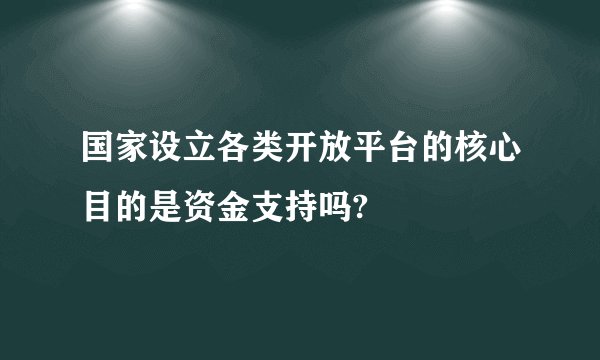 国家设立各类开放平台的核心目的是资金支持吗?