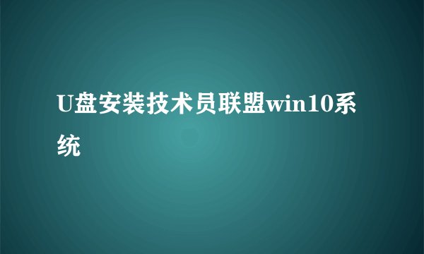 U盘安装技术员联盟win10系统