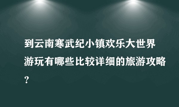 到云南寒武纪小镇欢乐大世界游玩有哪些比较详细的旅游攻略？