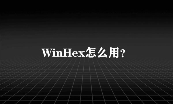 WinHex怎么用？
