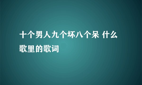 十个男人九个坏八个呆 什么歌里的歌词