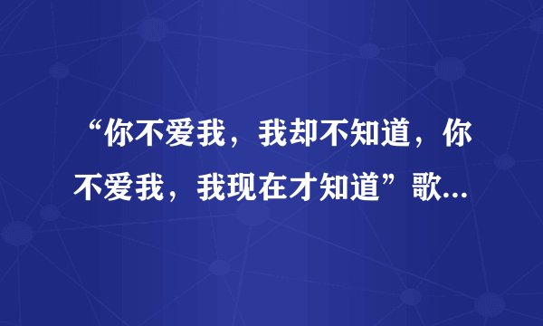 “你不爱我，我却不知道，你不爱我，我现在才知道”歌名叫什么