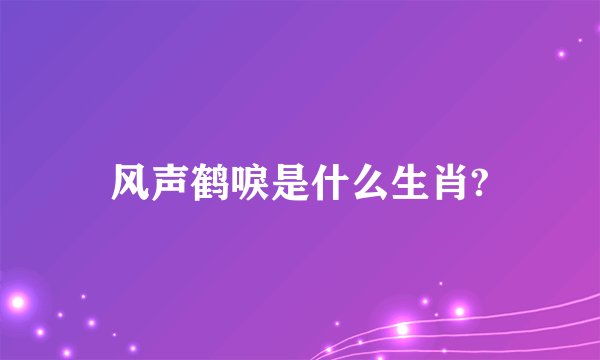 风声鹤唳是什么生肖?