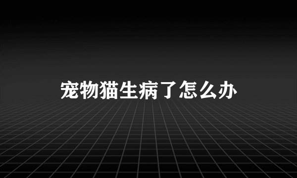 宠物猫生病了怎么办