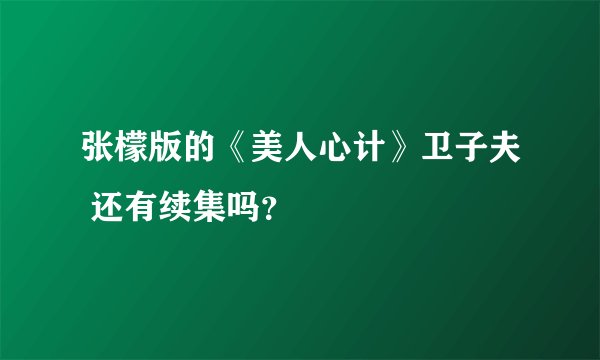 张檬版的《美人心计》卫子夫 还有续集吗？