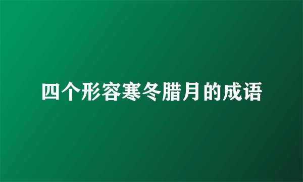 四个形容寒冬腊月的成语