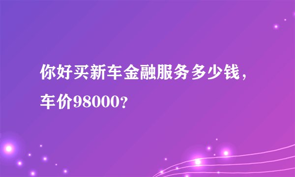 你好买新车金融服务多少钱，车价98000？