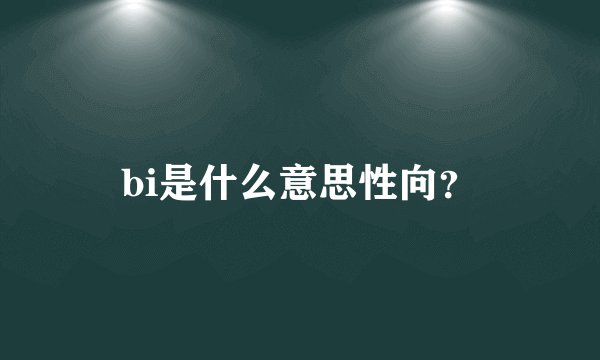 bi是什么意思性向？