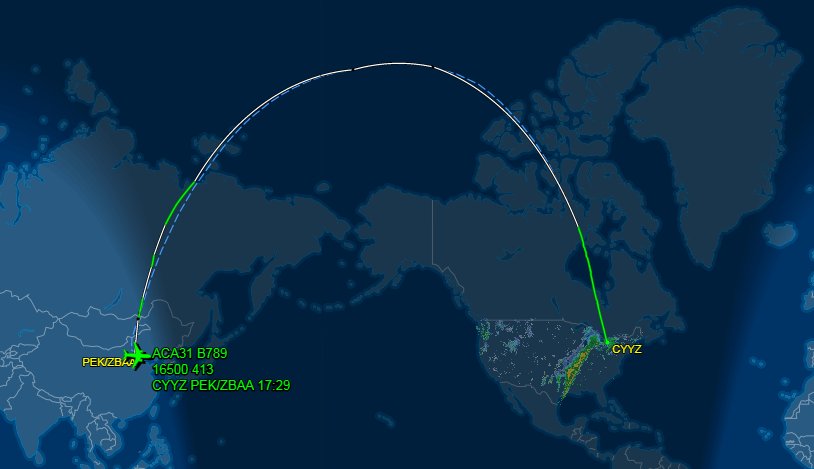 加拿大航空CA031航班现在飞到哪了？