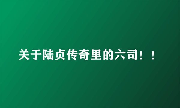 关于陆贞传奇里的六司！！