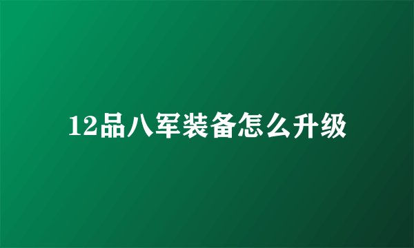 12品八军装备怎么升级