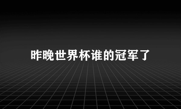 昨晚世界杯谁的冠军了