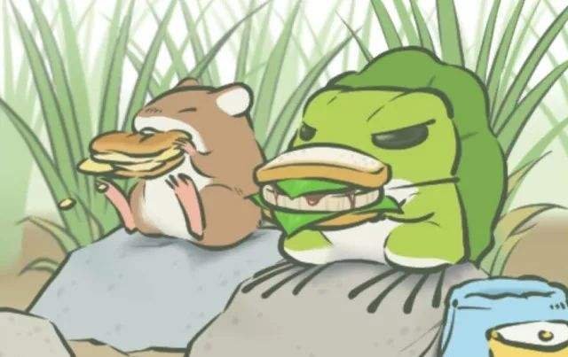 一个绿色青蛙在上午7点还在看电视，突然有