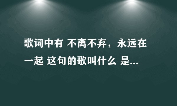 歌词中有 不离不弃,永远在一起 这句的歌叫什么 是男的唱的