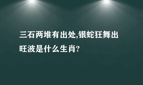 三石两堆有出处,银蛇狂舞出旺波是什么生肖?