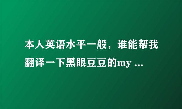 本人英语水平一般，谁能帮我翻译一下黑眼豆豆的my Humps和the apl song 的歌词？
