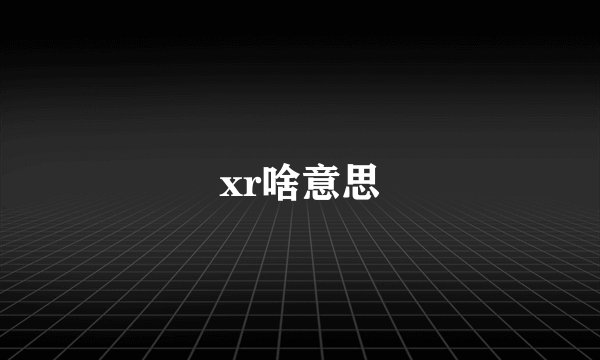 xr啥意思