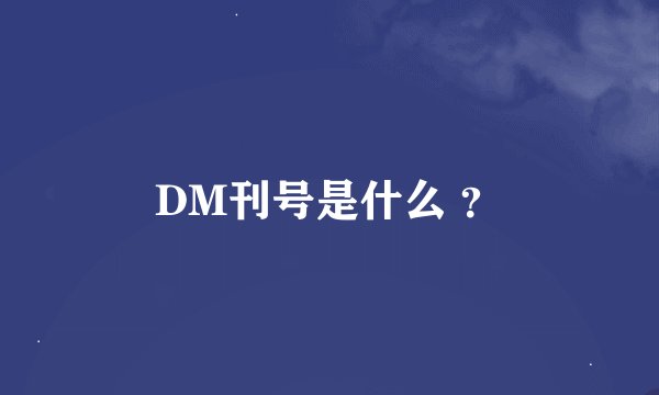 DM刊号是什么 ？