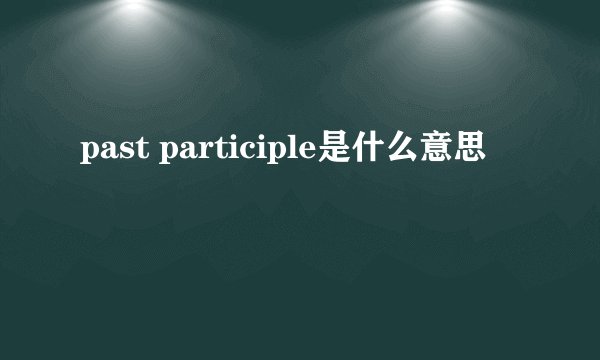 past participle是什么意思