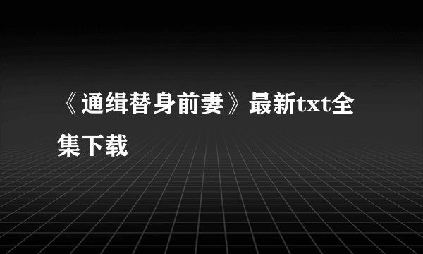 《通缉替身前妻》最新txt全集下载
