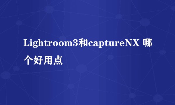 Lightroom3和captureNX 哪个好用点