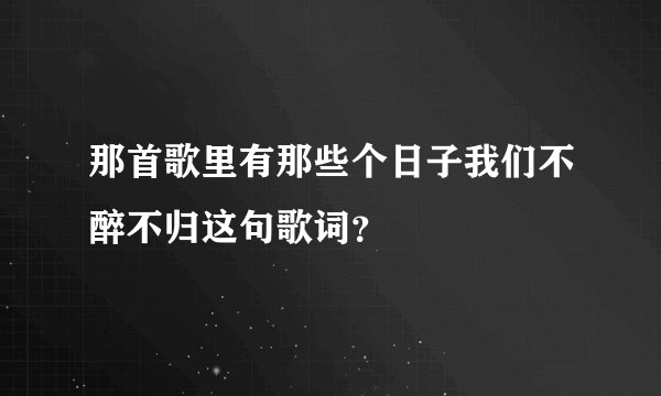 那首歌里有那些个日子我们不醉不归这句歌词？